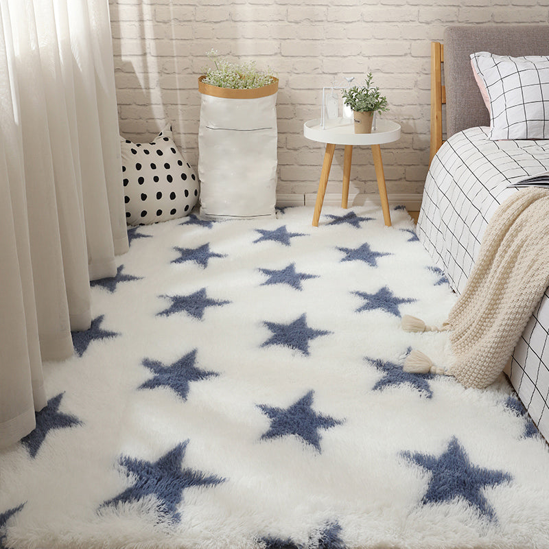Multi Colored Stripe Print Rug Faux Wool Relaxing Area Rug Non-Slip Pet Friendly Carpet for Decoration White-Blue Clearhalo 'Area Rug' 'Casual' 'Rugs' Rug' 2208946