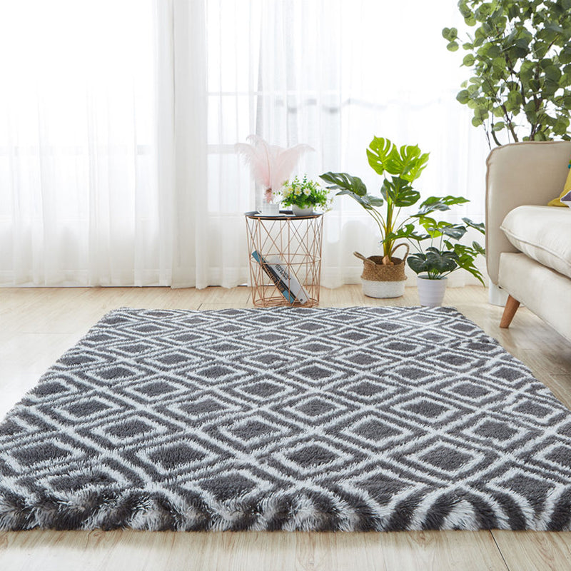Natural Bedroom Rug Multi Color Geo Patterned Carpet Fluffy Non-Slip Backing Easy Care Carpet Gray-White Clearhalo 'Area Rug' 'Casual' 'Rugs' Rug' 2208958
