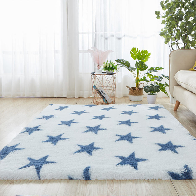 Natural Bedroom Rug Multi Color Geo Patterned Carpet Fluffy Non-Slip Backing Easy Care Carpet White-Blue Clearhalo 'Area Rug' 'Casual' 'Rugs' Rug' 2208959