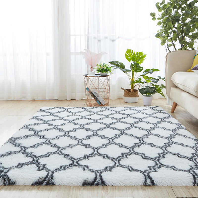 Natural Bedroom Rug Multi Color Geo Patterned Carpet Fluffy Non-Slip Backing Easy Care Carpet White Clearhalo 'Area Rug' 'Casual' 'Rugs' Rug' 2208961