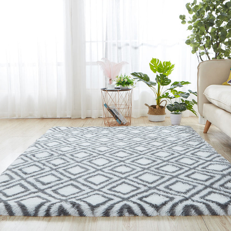Natural Bedroom Rug Multi Color Geo Patterned Carpet Fluffy Non-Slip Backing Easy Care Carpet Dark Gray-White Clearhalo 'Area Rug' 'Casual' 'Rugs' Rug' 2208964
