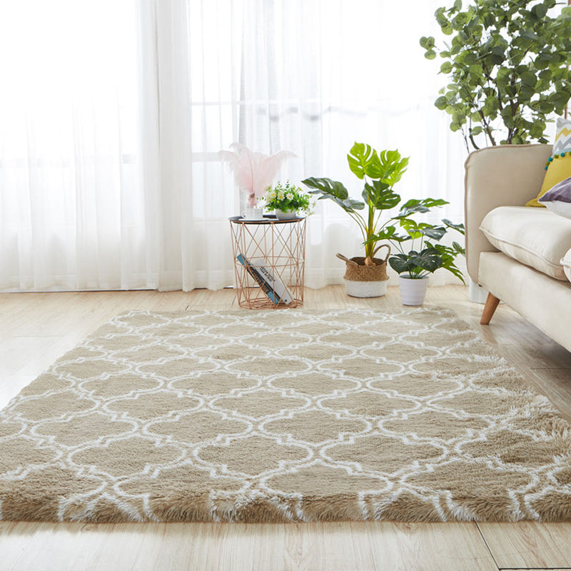 Natural Bedroom Rug Multi Color Geo Patterned Carpet Fluffy Non-Slip Backing Easy Care Carpet Camel Clearhalo 'Area Rug' 'Casual' 'Rugs' Rug' 2208965