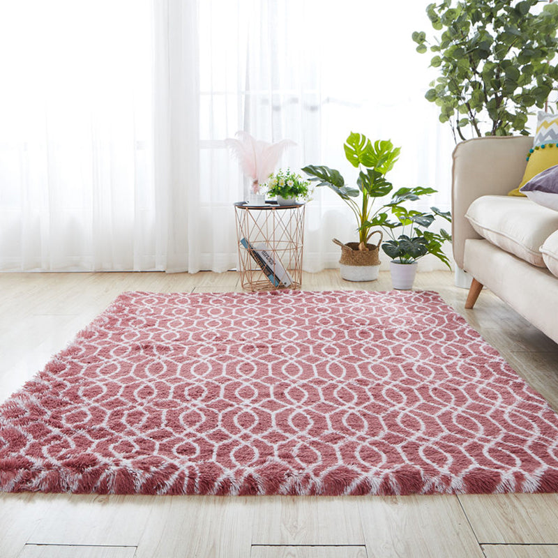 Natural Bedroom Rug Multi Color Geo Patterned Carpet Fluffy Non-Slip Backing Easy Care Carpet Red-White Clearhalo 'Area Rug' 'Casual' 'Rugs' Rug' 2208969