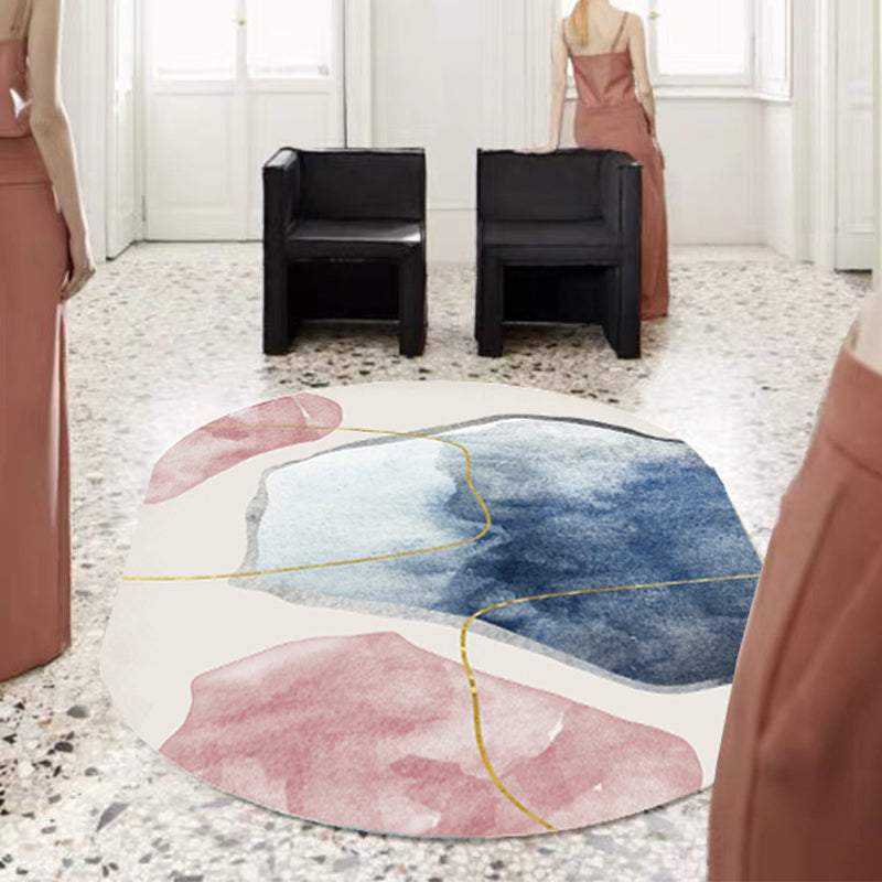 Multi Color Nordic Rug Synthetics Abstract Printed Area Rug Non-Slip Backing Pet Friendly Carpet for Decoration Pink-Blue Clearhalo 'Area Rug' 'Rug' 2208982