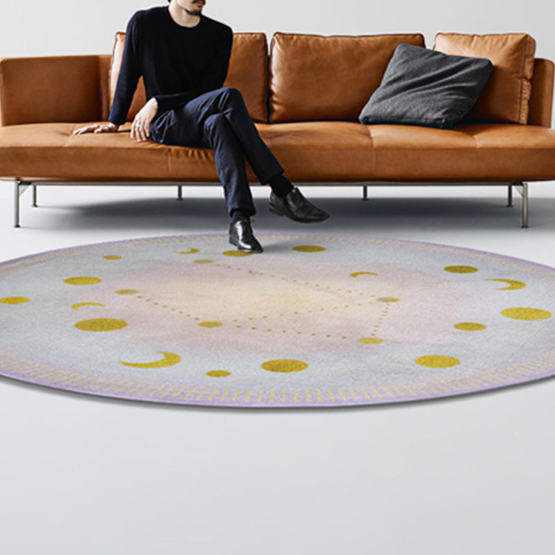 Modern Kids Room Rug Multi-Colored Constellation Pattern Rug Polypropylene Pet Friendly Easy Care Carpet Purple-Yellow Clearhalo 'Area Rug' 'Rug' 2209001