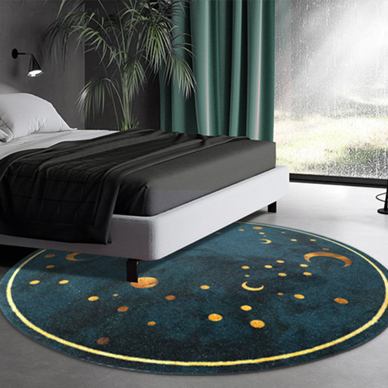 Modern Kids Room Rug Multi-Colored Constellation Pattern Rug Polypropylene Pet Friendly Easy Care Carpet Blackish Green Clearhalo 'Area Rug' 'Rug' 2209002