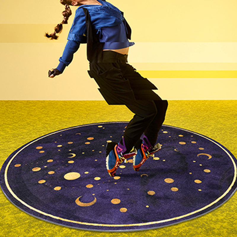 Modern Kids Room Rug Multi-Colored Constellation Pattern Rug Polypropylene Pet Friendly Easy Care Carpet Dark Purple Clearhalo 'Area Rug' 'Rug' 2209003