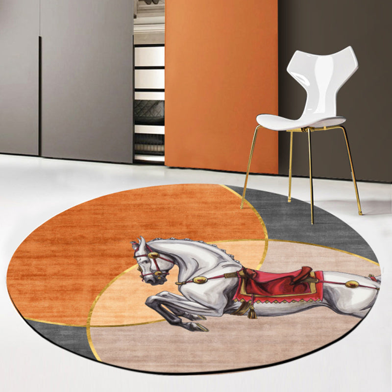 Creative Abstract Printed Rug Multi Colored Synthetics Carpet Non-Slip Backing Stain-Resistant Rug for Bedroom Yellow-Red Clearhalo 'Area Rug' 'Rug' 2209060