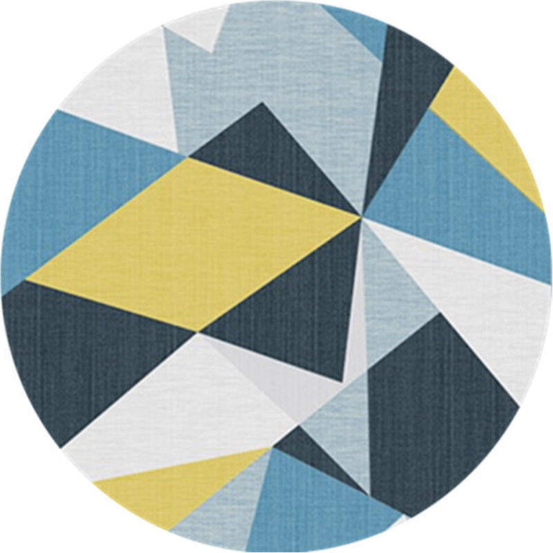 Creative Abstract Printed Rug Multi Colored Synthetics Carpet Non-Slip Backing Stain-Resistant Rug for Bedroom Blue-Yellow Clearhalo 'Area Rug' 'Rug' 2209071