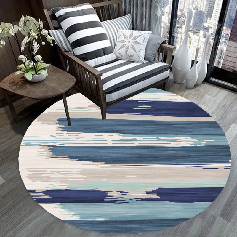 Creative Abstract Printed Rug Multi Colored Synthetics Carpet Non-Slip Backing Stain-Resistant Rug for Bedroom Dark Blue-White Clearhalo 'Area Rug' 'Rug' 2209074