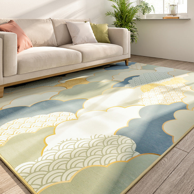 Multi Color Abstract Print Rug Polyster Simplicity Carpet Stain-Resistant Anti-Slip Rug for Living Room Blue-White Clearhalo 'Area Rug' 'Rug' 2209085