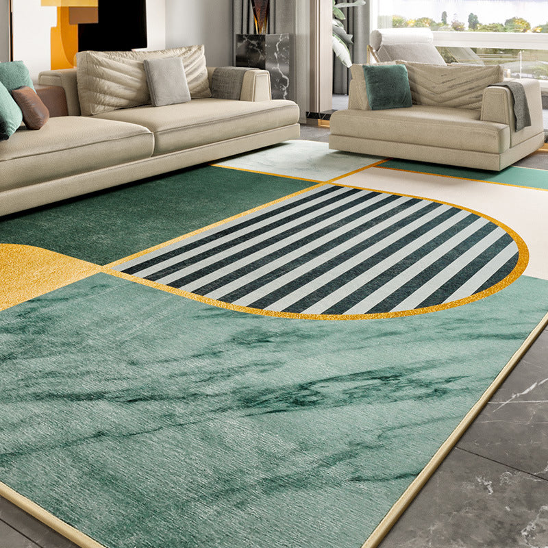 Multi Color Abstract Print Rug Polyster Simplicity Carpet Stain-Resistant Anti-Slip Rug for Living Room Green-Yellow Clearhalo 'Area Rug' 'Rug' 2209091