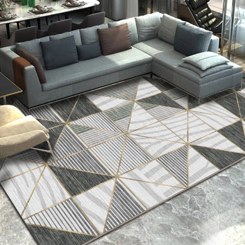 Creative Room Decoration Rug Multi Colored Geo Patterned Area Carpet Cotton Blend Non-Slip Pet Friendly Rug Light Gray-White Clearhalo 'Area Rug' 'Rug' 2209106
