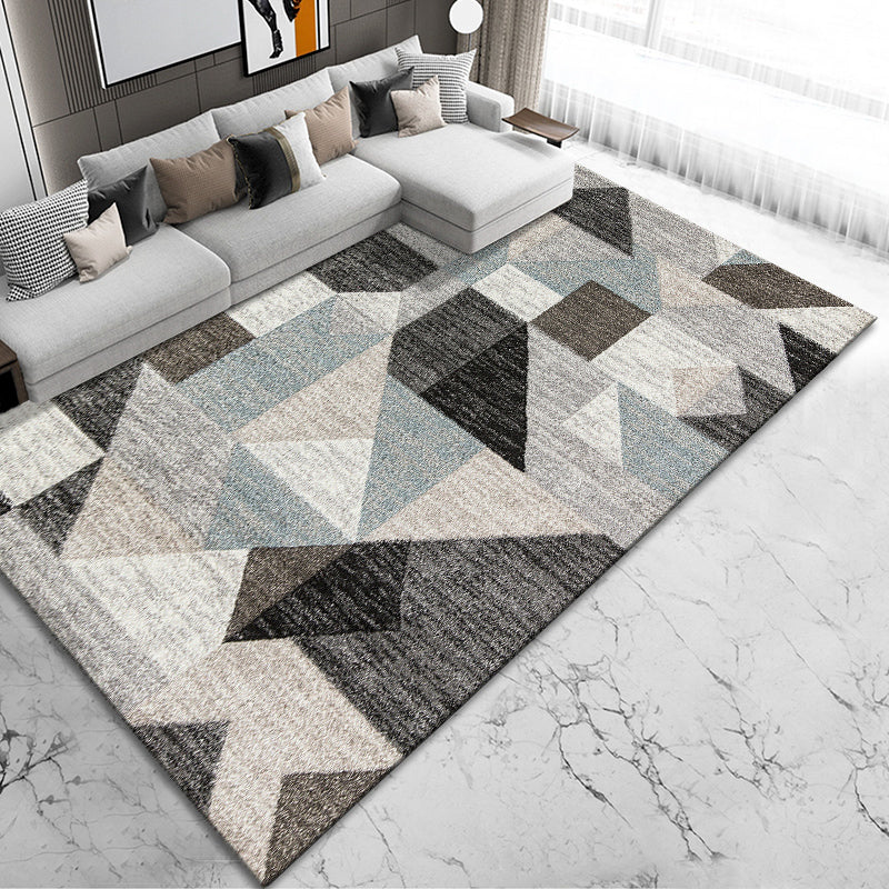 Creative Room Decoration Rug Multi Colored Geo Patterned Area Carpet Cotton Blend Non-Slip Pet Friendly Rug Light Gray Clearhalo 'Area Rug' 'Rug' 2209109