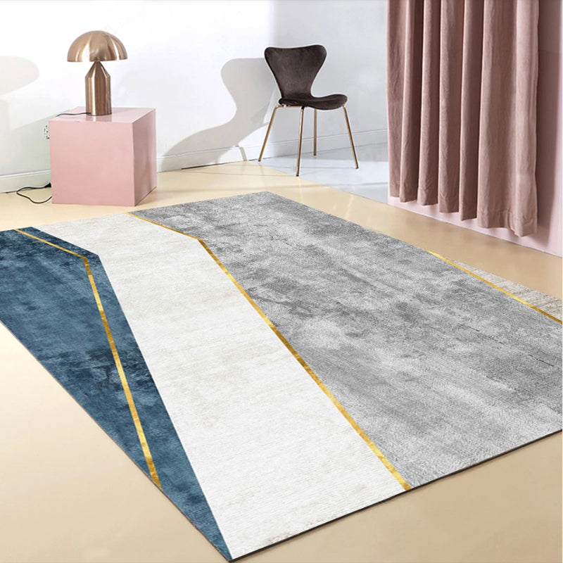 Creative Room Decoration Rug Multi Colored Geo Patterned Area Carpet Cotton Blend Non-Slip Pet Friendly Rug Gray-Blue Clearhalo 'Area Rug' 'Rug' 2209110