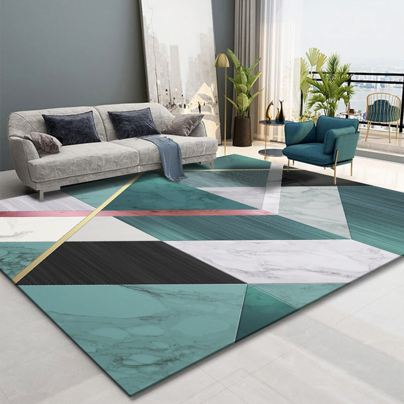 Creative Room Decoration Rug Multi Colored Geo Patterned Area Carpet Cotton Blend Non-Slip Pet Friendly Rug Green-Pink Clearhalo 'Area Rug' 'Rug' 2209111