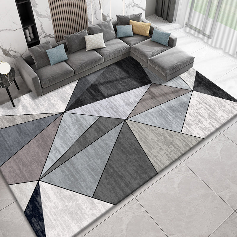 Creative Room Decoration Rug Multi Colored Geo Patterned Area Carpet Cotton Blend Non-Slip Pet Friendly Rug Dark Gray-Black Clearhalo 'Area Rug' 'Rug' 2209112