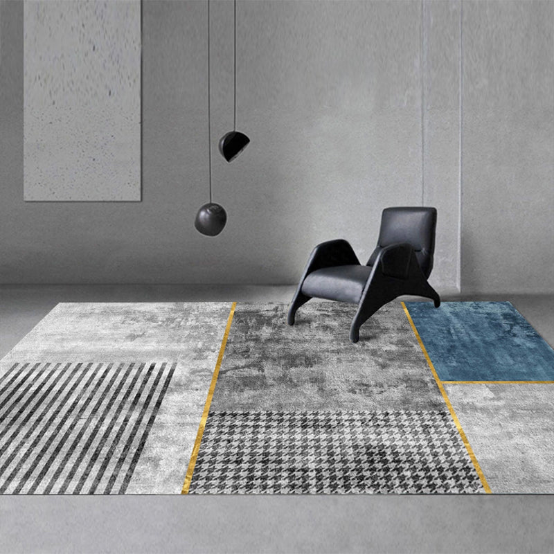 Creative Room Decoration Rug Multi Colored Geo Patterned Area Carpet Cotton Blend Non-Slip Pet Friendly Rug Grey Clearhalo 'Area Rug' 'Rug' 2209113