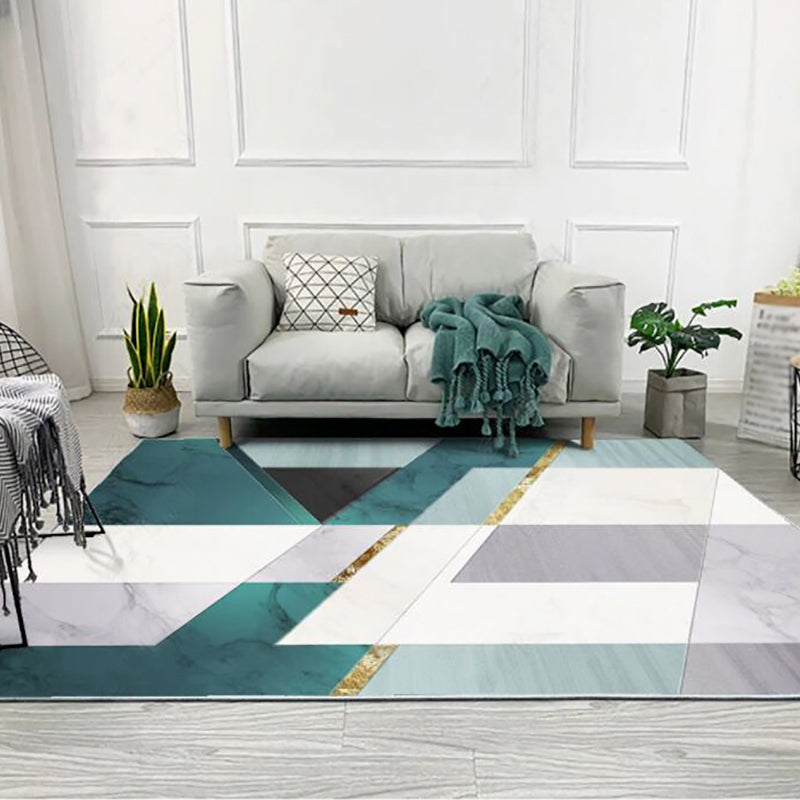 Creative Room Decoration Rug Multi Colored Geo Patterned Area Carpet Cotton Blend Non-Slip Pet Friendly Rug Gray-Green Clearhalo 'Area Rug' 'Rug' 2209116
