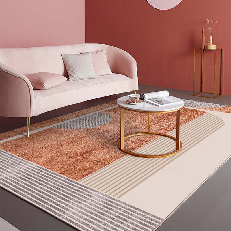 Multi-Color Bedroom Rug Nordic Geometric Printed Carpet Cotton Blend Non-Slip Backing Easy Care Area Rug Gray-Orange Clearhalo 'Area Rug' 'Rug' 2209129