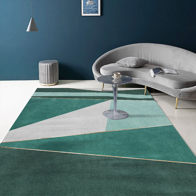 Multi-Color Bedroom Rug Nordic Geometric Printed Carpet Cotton Blend Non-Slip Backing Easy Care Area Rug Green-White Clearhalo 'Area Rug' 'Rug' 2209133