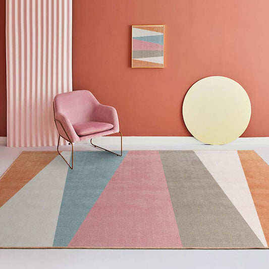 Multi-Color Bedroom Rug Nordic Geometric Printed Carpet Cotton Blend Non-Slip Backing Easy Care Area Rug Pink-Yellow Clearhalo 'Area Rug' 'Rug' 2209137