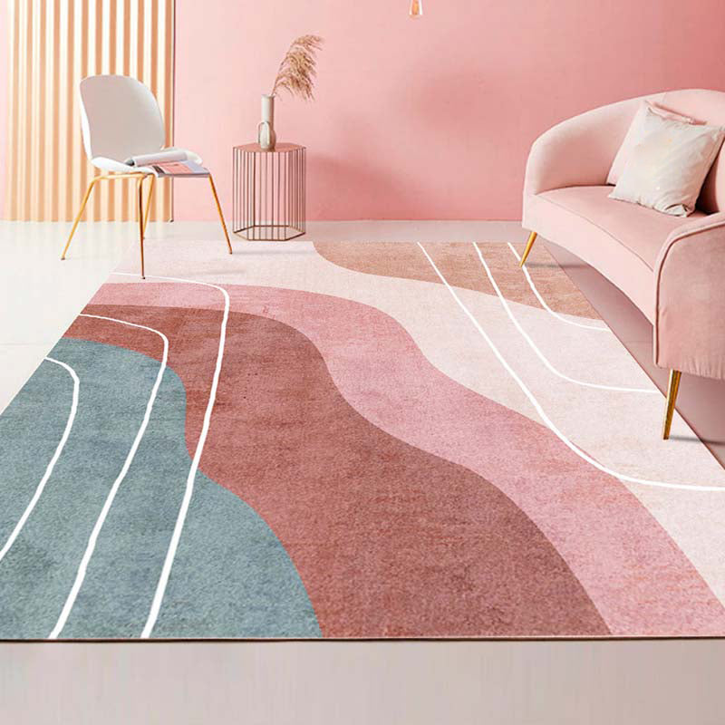 Multi-Color Bedroom Rug Nordic Geometric Printed Carpet Cotton Blend Non-Slip Backing Easy Care Area Rug Pink Clearhalo 'Area Rug' 'Rug' 2209141