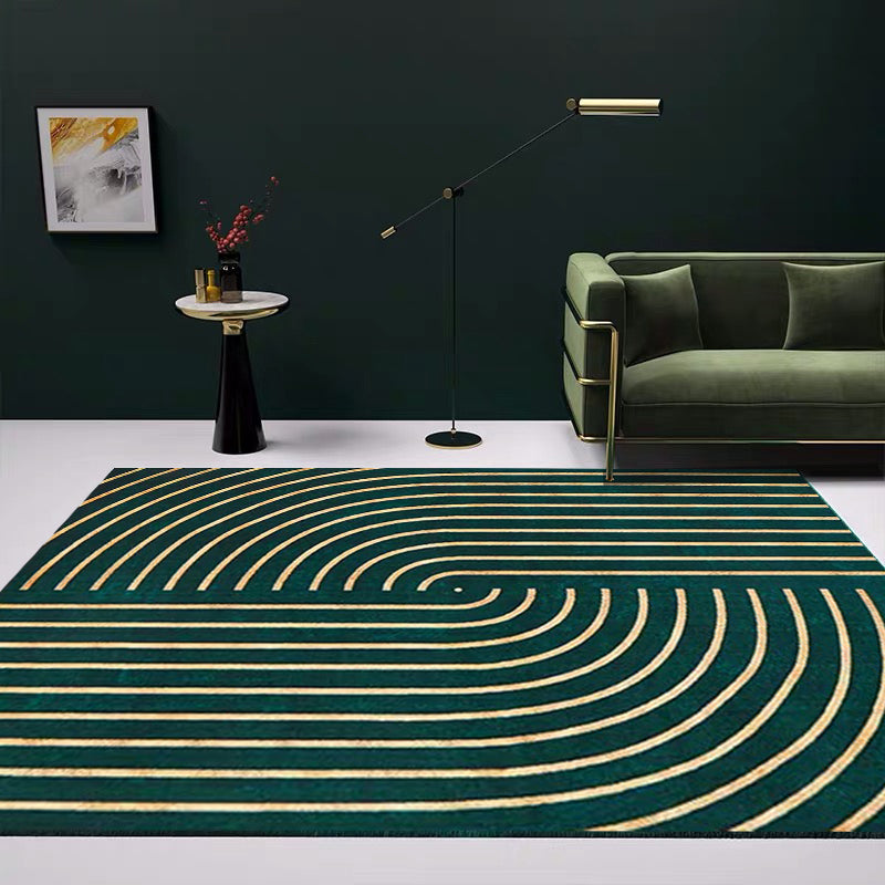 Blackish Green Living Room Rug Trendy Geo Pattern Area Carpet Cotton Blend Pet Friendly Rug Clearhalo 'Area Rug' 'Rug' 2209148
