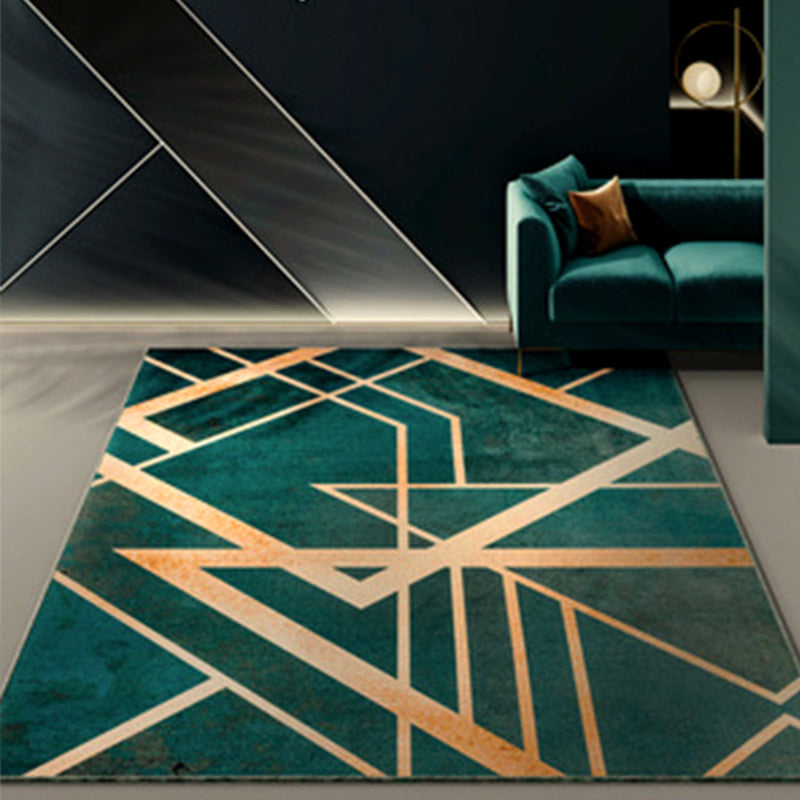 Modern Abstract Patterned Rug Dark Green Cotton Blend Area Rug Easy Care Pet Friendly Carpet for Living Room Blackish Green Design 6 Clearhalo 'Area Rug' 'Rug' 2209159