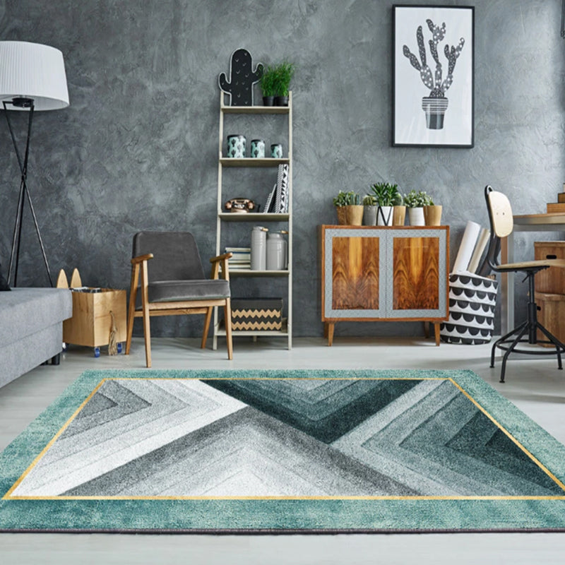 Multi-Colored Room Rug Contemporary Geo Print Carpet Polyster Machine Washable Pet Friendly Indoor Rug Green Clearhalo 'Area Rug' 'Rug' 2209165