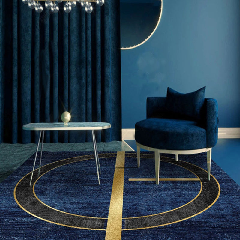 Novelty Bedroom Rug Multi-Colored Geometric Print Indoor Rug Synthetics Anti-Slip Backing Washable Carpet Dark Blue Clearhalo 'Area Rug' 'Rug' 2209178