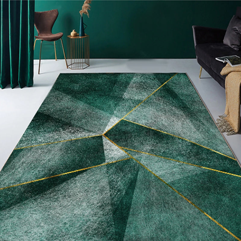 Novelty Bedroom Rug Multi-Colored Geometric Print Indoor Rug Synthetics Anti-Slip Backing Washable Carpet Blackish Green Clearhalo 'Area Rug' 'Rug' 2209182