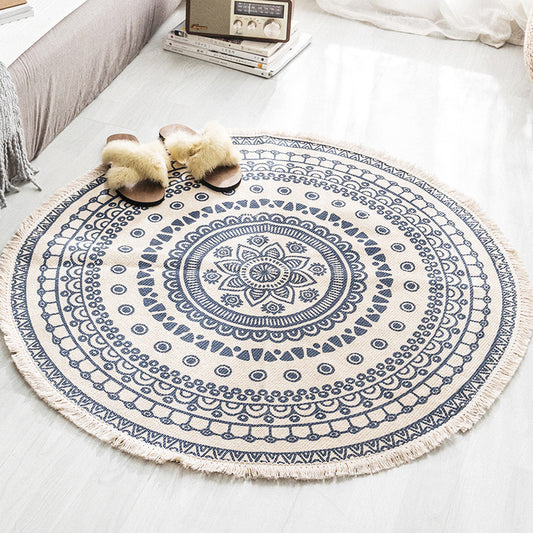 Multi Colored Tribal Patterned Rug Cotton Blend Ethnic Area Rug Easy Care Hand Woven Carpet with Tassel for Bedroom Grey Clearhalo 'Area Rug' 'Moroccan' 'Rugs' Rug' 2209296