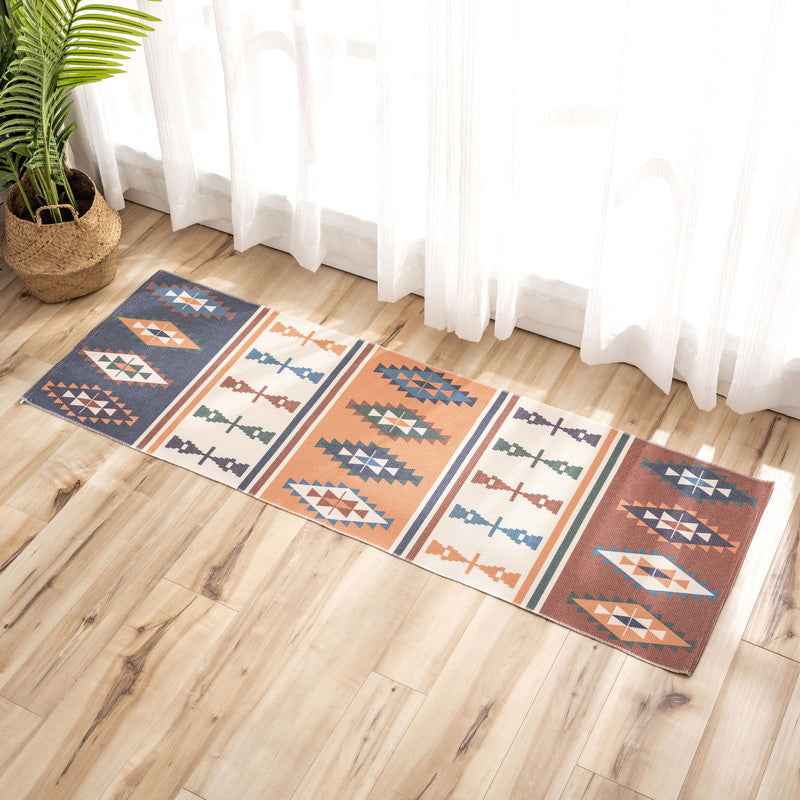 Nostalgia Tribal Pattern Rug Multi Colored Synthetics Area Rug Pet Friendly Easy Care Carpet with Fringe for Bedroom Yellow-Red Clearhalo 'Area Rug' 'Moroccan' 'Rugs' Rug' 2209371