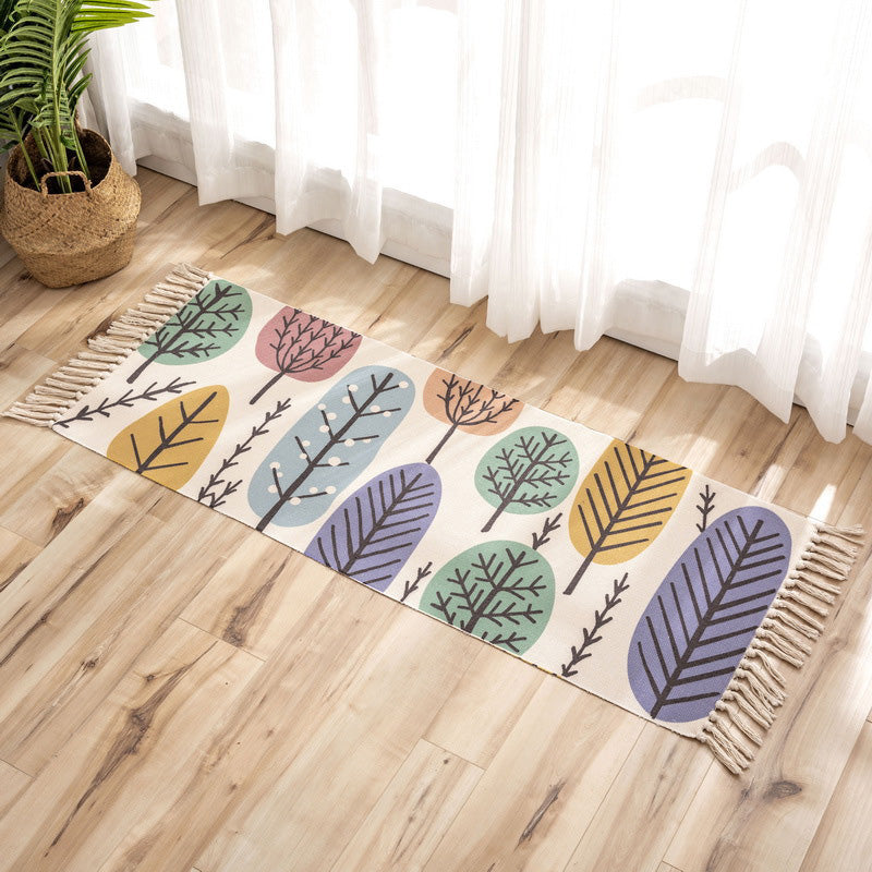 Nostalgia Tribal Pattern Rug Multi Colored Synthetics Area Rug Pet Friendly Easy Care Carpet with Fringe for Bedroom Purple Clearhalo 'Area Rug' 'Moroccan' 'Rugs' Rug' 2209376