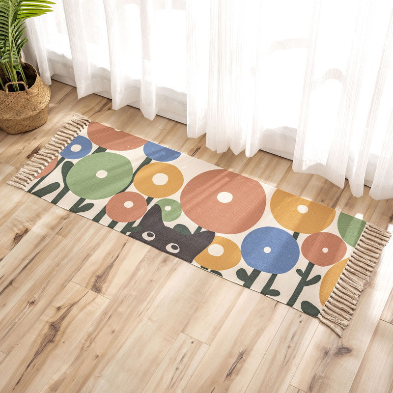 Nostalgia Tribal Pattern Rug Multi Colored Synthetics Area Rug Pet Friendly Easy Care Carpet with Fringe for Bedroom Clearhalo 'Area Rug' 'Moroccan' 'Rugs' Rug' 2209379