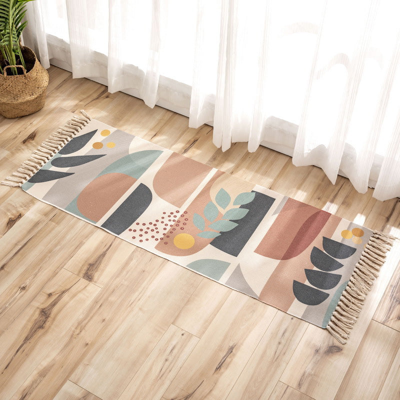 Nostalgia Tribal Pattern Rug Multi Colored Synthetics Area Rug Pet Friendly Easy Care Carpet with Fringe for Bedroom Clearhalo 'Area Rug' 'Moroccan' 'Rugs' Rug' 2209388