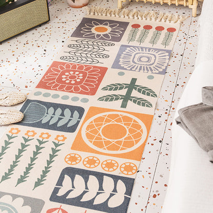 Nostalgia Tribal Pattern Rug Multi Colored Synthetics Area Rug Pet Friendly Easy Care Carpet with Fringe for Bedroom Beige Clearhalo 'Area Rug' 'Moroccan' 'Rugs' Rug' 2209389