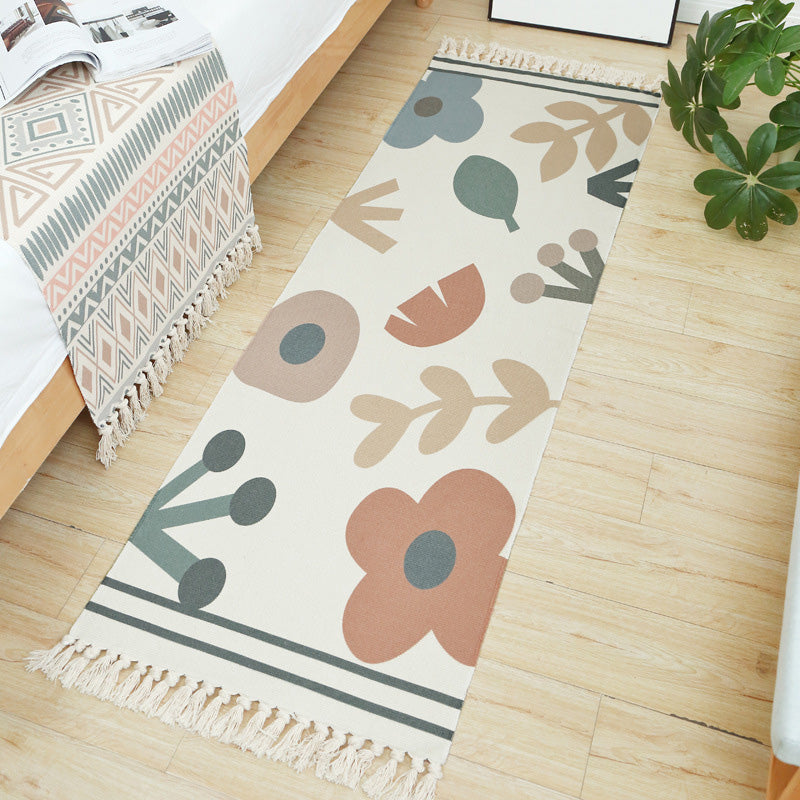 Multi-Colored Vintage Rug Cotton Blend Tribal Patterned Area Rug Washable Stain-Resistant Carpet with Tassel for Room Clearhalo 'Area Rug' 'Moroccan' 'Rugs' Rug' 2209399