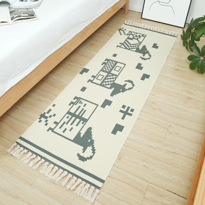 Multi-Colored Vintage Rug Cotton Blend Tribal Patterned Area Rug Washable Stain-Resistant Carpet with Tassel for Room Clearhalo 'Area Rug' 'Moroccan' 'Rugs' Rug' 2209400