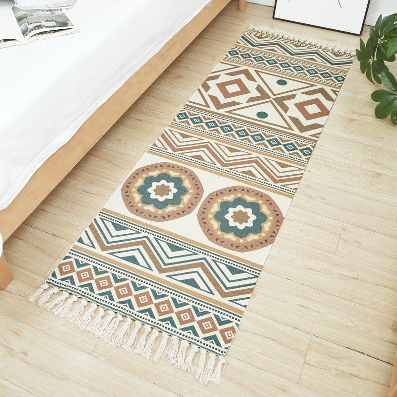 Multi-Colored Vintage Rug Cotton Blend Tribal Patterned Area Rug Washable Stain-Resistant Carpet with Tassel for Room Clearhalo 'Area Rug' 'Moroccan' 'Rugs' Rug' 2209401