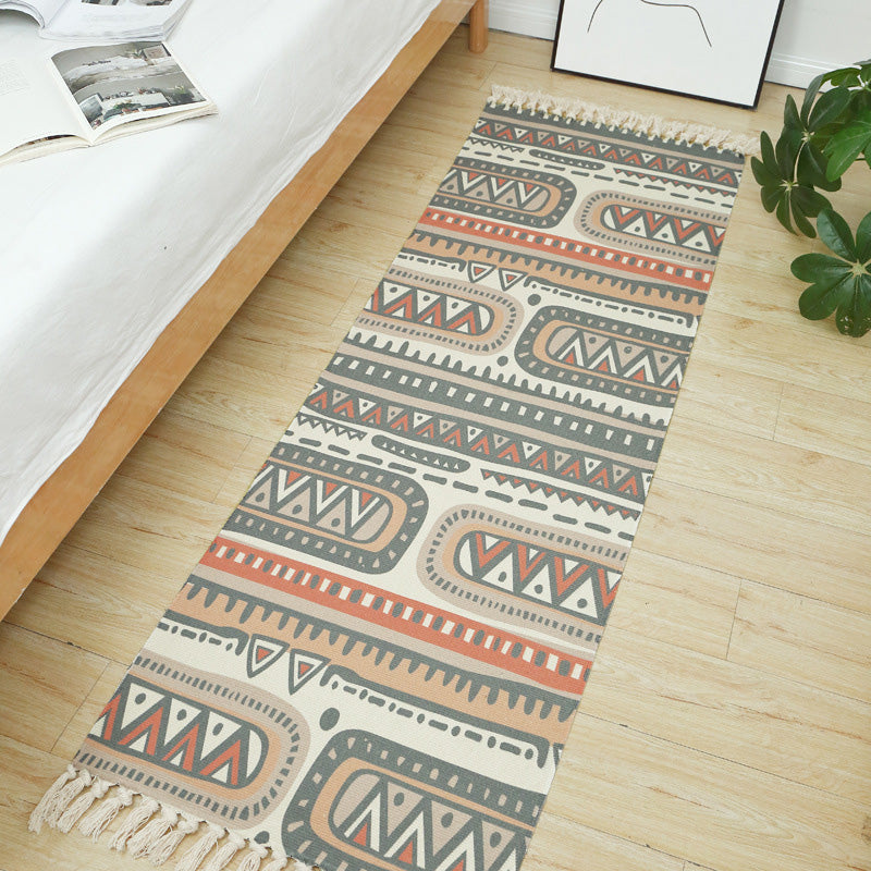 Multi-Colored Vintage Rug Cotton Blend Tribal Patterned Area Rug Washable Stain-Resistant Carpet with Tassel for Room Coffee Clearhalo 'Area Rug' 'Moroccan' 'Rugs' Rug' 2209404
