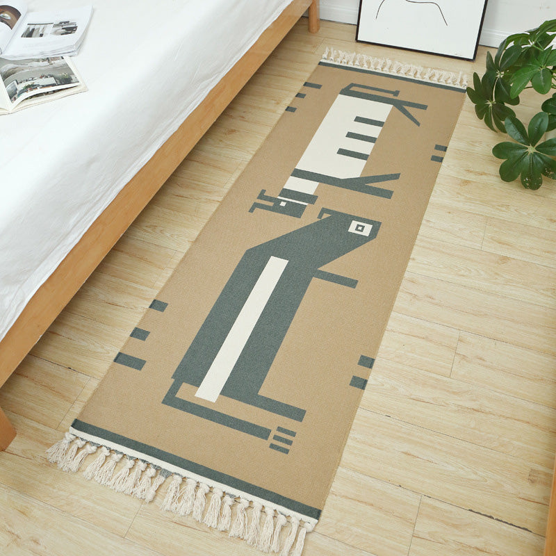 Multi-Colored Vintage Rug Cotton Blend Tribal Patterned Area Rug Washable Stain-Resistant Carpet with Tassel for Room Clearhalo 'Area Rug' 'Moroccan' 'Rugs' Rug' 2209407