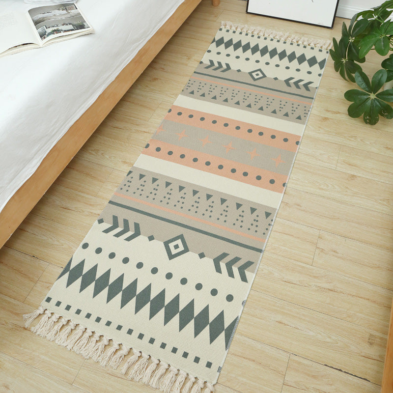 Multi-Colored Vintage Rug Cotton Blend Tribal Patterned Area Rug Washable Stain-Resistant Carpet with Tassel for Room Khaki Clearhalo 'Area Rug' 'Moroccan' 'Rugs' Rug' 2209411