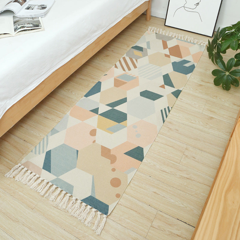 Multi-Colored Vintage Rug Cotton Blend Tribal Patterned Area Rug Washable Stain-Resistant Carpet with Tassel for Room Clearhalo 'Area Rug' 'Moroccan' 'Rugs' Rug' 2209412