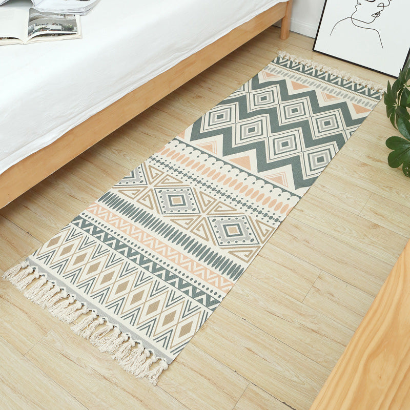 Multi-Colored Vintage Rug Cotton Blend Tribal Patterned Area Rug Washable Stain-Resistant Carpet with Tassel for Room Light Pink Clearhalo 'Area Rug' 'Moroccan' 'Rugs' Rug' 2209413