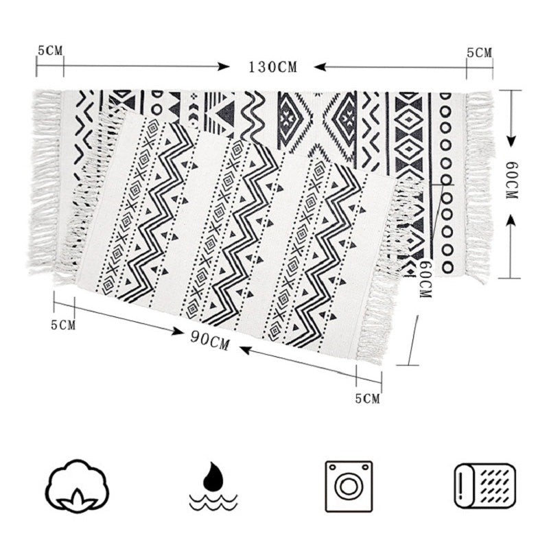 Western Bedroom Rug Multi Colored Tribal Geo Carpet Cotton Blend Easy Care Washable Area Rug with Tassel Clearhalo 'Area Rug' 'Moroccan' 'Rugs' Rug' 2209440