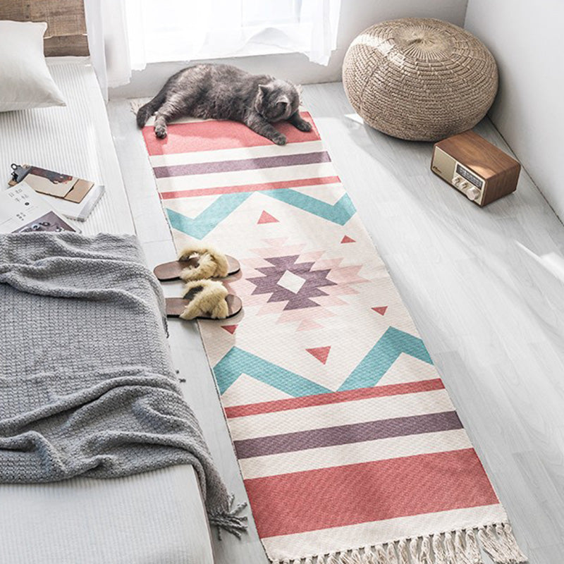 Vintage Boho Rug Multi Color Geo Patterned Carpet Machine Washable Stain-Resistant Rug with Fringe for Room Clearhalo 'Area Rug' 'Moroccan' 'Rugs' Rug' 2209509