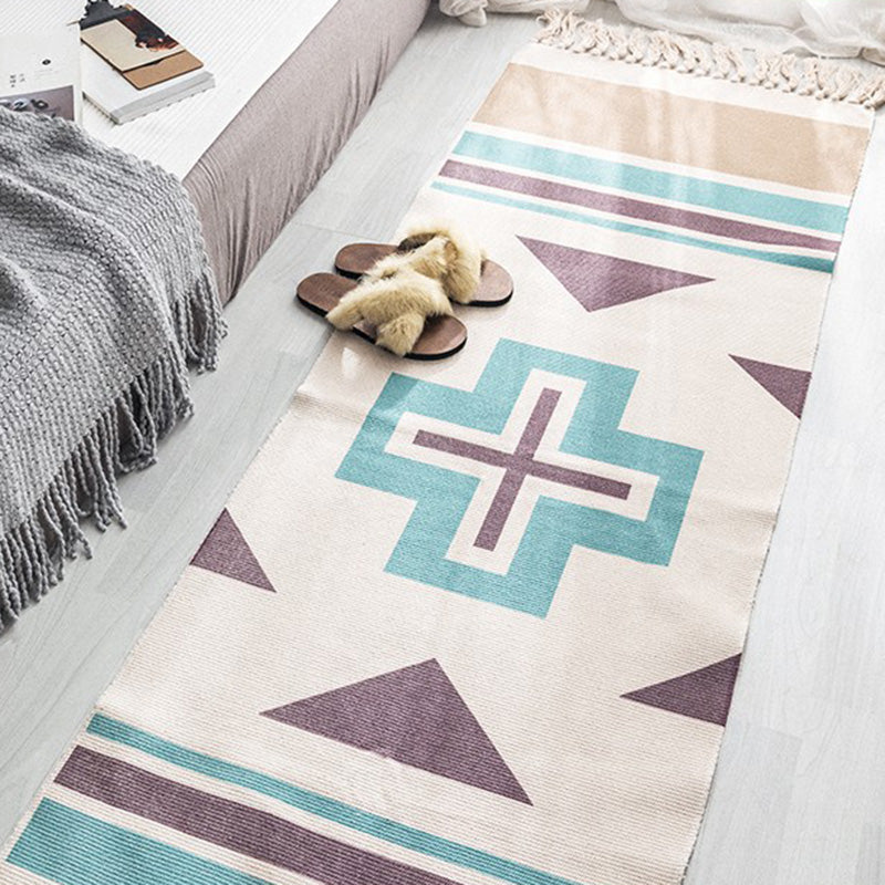 Vintage Boho Rug Multi Color Geo Patterned Carpet Machine Washable Stain-Resistant Rug with Fringe for Room Blue Clearhalo 'Area Rug' 'Moroccan' 'Rugs' Rug' 2209513