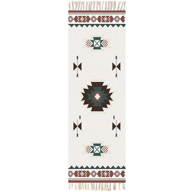 Moroccan Room Rug Multi-Color Tribal Totem Rug Cotton Blend Washable Hand Twisted Carpet with Tassel Black-White Clearhalo 'Area Rug' 'Moroccan' 'Rugs' Rug' 2209579